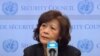 Noeleen Heyzer, Utusan Khusus Sekretaris Jenderal untuk Myanmar, memberi pengarahan kepada wartawan di Markas Besar PBB. dalam angkapan layar TV PBB.