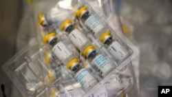 FILE - The monkeypox vaccine is seen inside a cooler during a vaccination clinic at the OASIS Wellness Center, Aug. 19, 2022, in New York. 