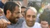 Hagai Amir (R), the brother of the man who assassinated the late Israeli Prime Minister Yitzhak Rabin, rejoices after his release from Ayalon prison, south of Tel Aviv May 4, 2012.