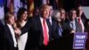Republican President-elect Donald Trump delivers his acceptance speech during his election night event at the New York Hilton Midtown in New York City, Nov. 9, 2016.
