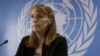 FILE PHOTO - UN Special Rapporteur on the Situation of Human Rights in Cambodia Rhona Smith listens to a reporter's questions during a press conference at her main office in Phnom Penh, Cambodia, Wednesday, Oct. 19, 2016. Smith on Wednesday wrapped up her ten-day mission to Cambodia during which she met with the government officials, people of non-governmental organizations and opposition party lawmakers. (AP Photo/Heng Sinith)