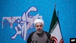 Tổng thống Iran Hassan Rouhani phát biểu trước sinh viên trường đại học Tehran, Iran, ngày 06/12/2016.
