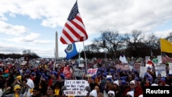 Anti-abortion demonstrators take part in the annual "March for Life" in Washington