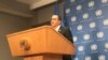 El canciller del gobierno en disputa de Venezuela, Jorge Arreaza, en conferencia de prensa en la ONU el martes 12 de enero de 2019.