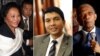 Madagascar's presidential candidates (L-R) Lalao Ravalomanana, Andry Rajoelina and Didier Ratsiraka. Madagascar's electoral court has removed the names of three presidential hopefuls, (File photo). 