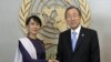 Aung San Suu Kyi with United Nations Secretary General Ban Ki-moon at the U.N, Sept. 21, 2012. 