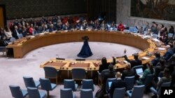 联合国安理会在联合国总部就以哈战争问题投票。（2024年3月22日）